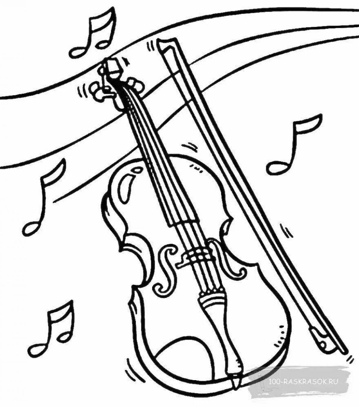Colorful violin coloring page for kids