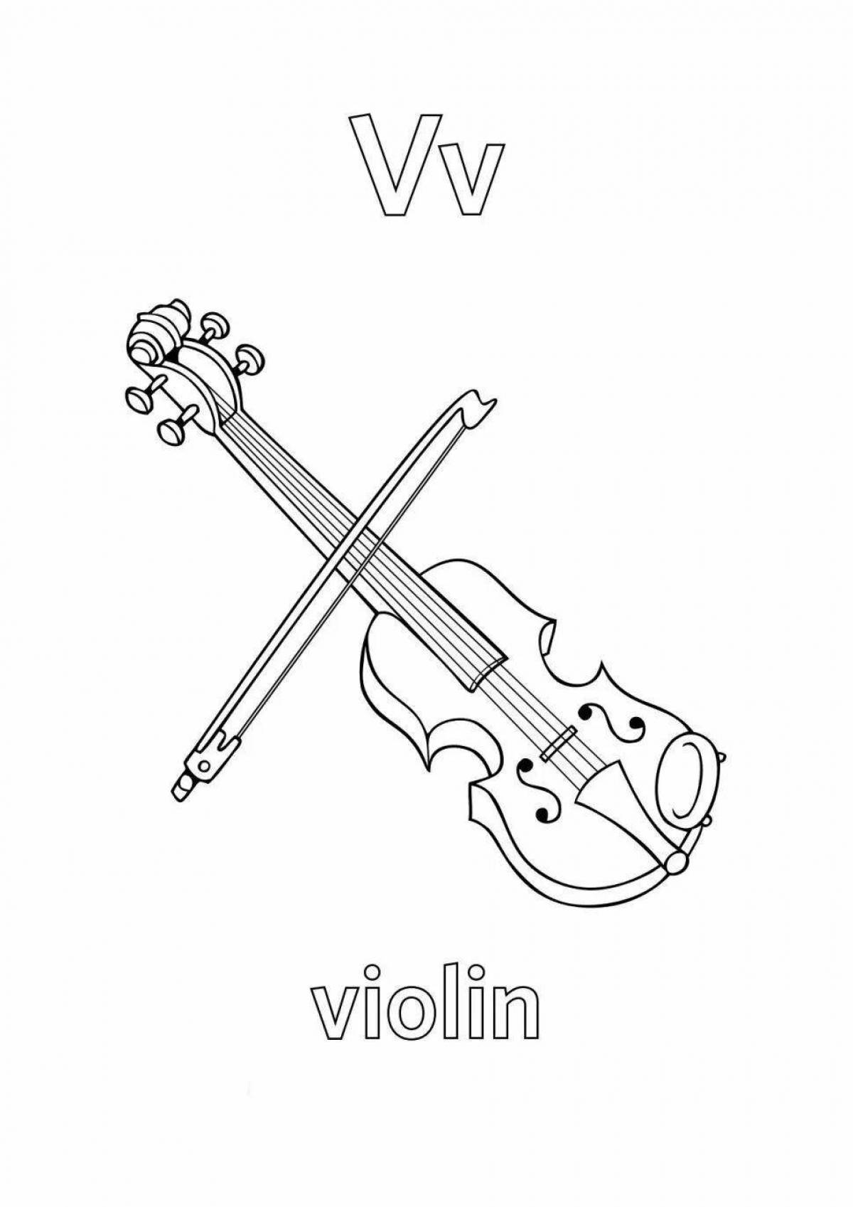 Веселая раскраска скрипка для малышей