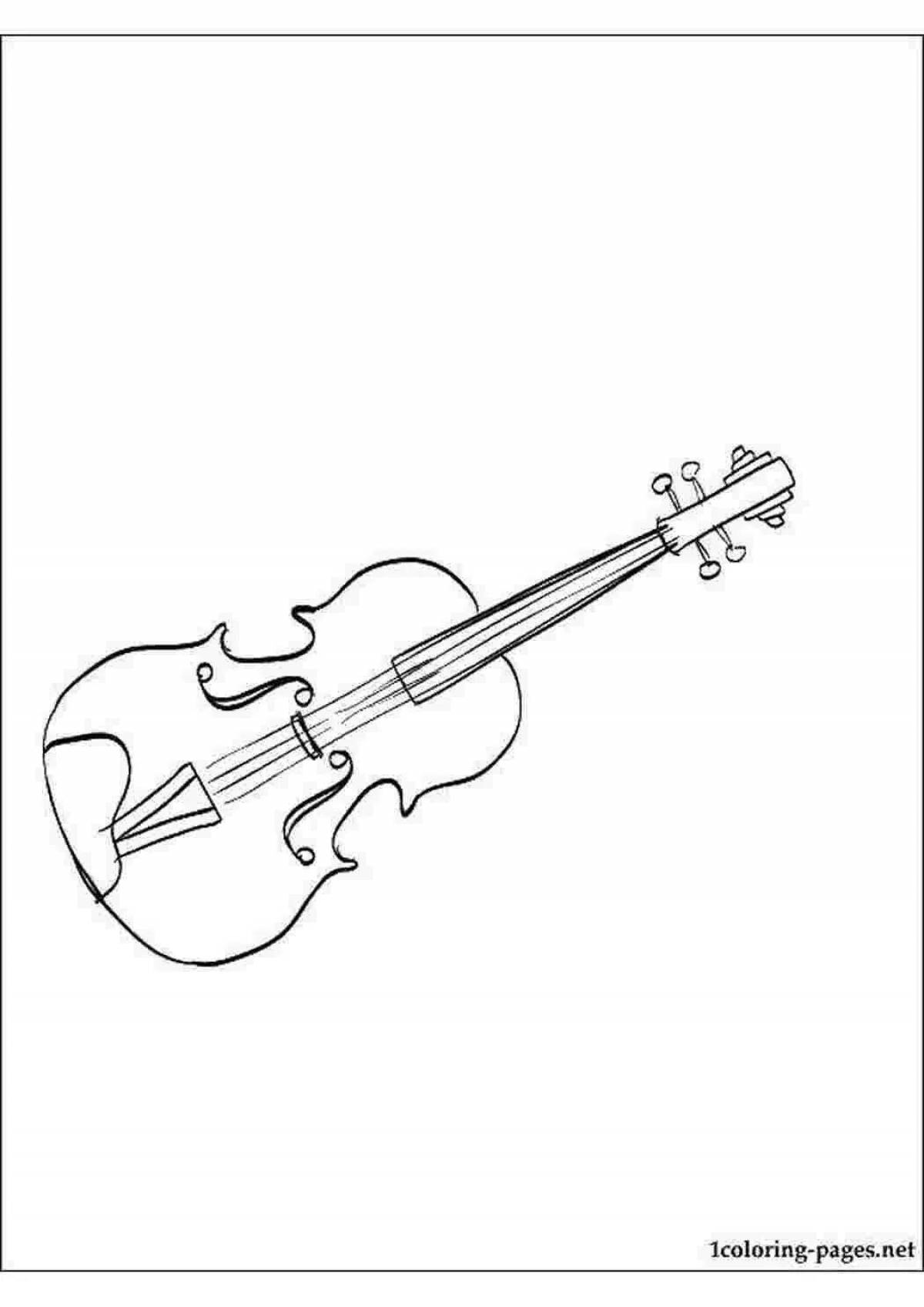 Яркая раскраска скрипка для дошкольников