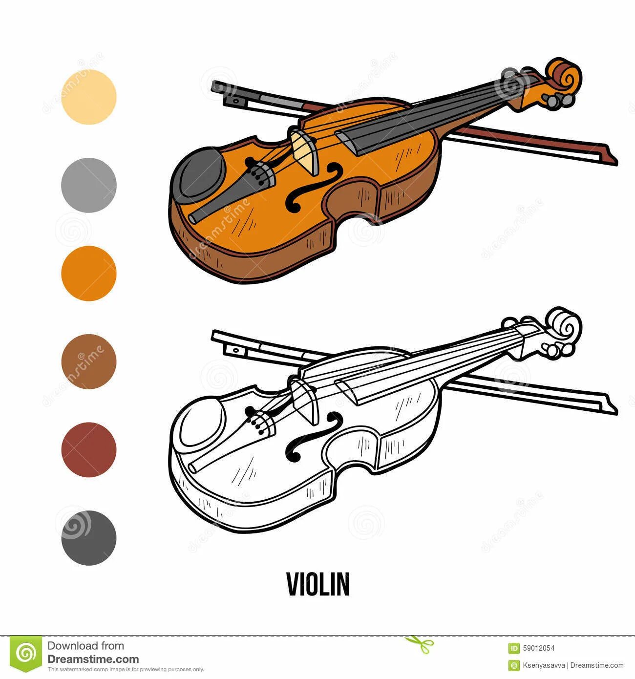 Веселая раскраска скрипка для младенцев