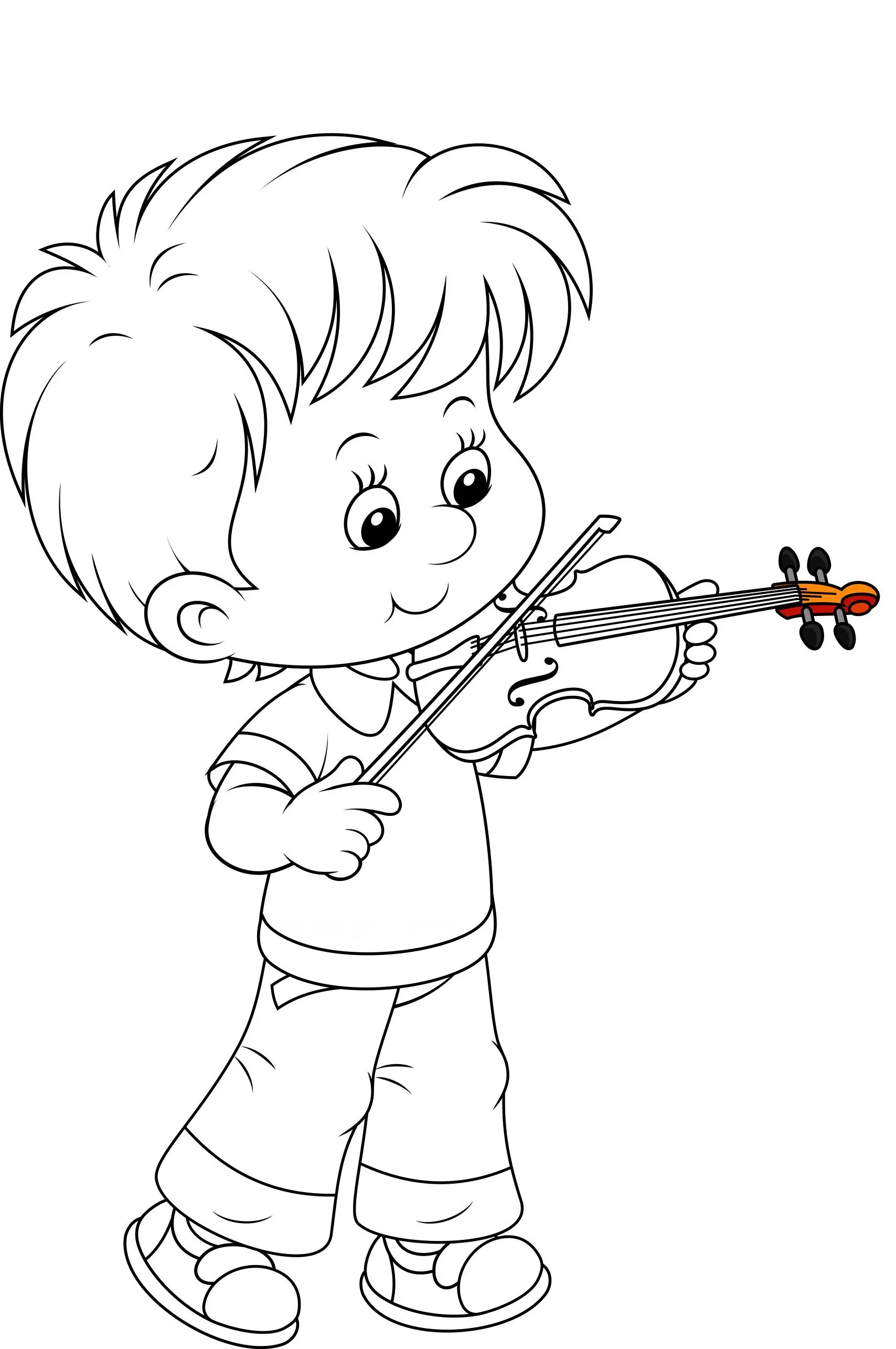 Glitter coloring violin for preschoolers