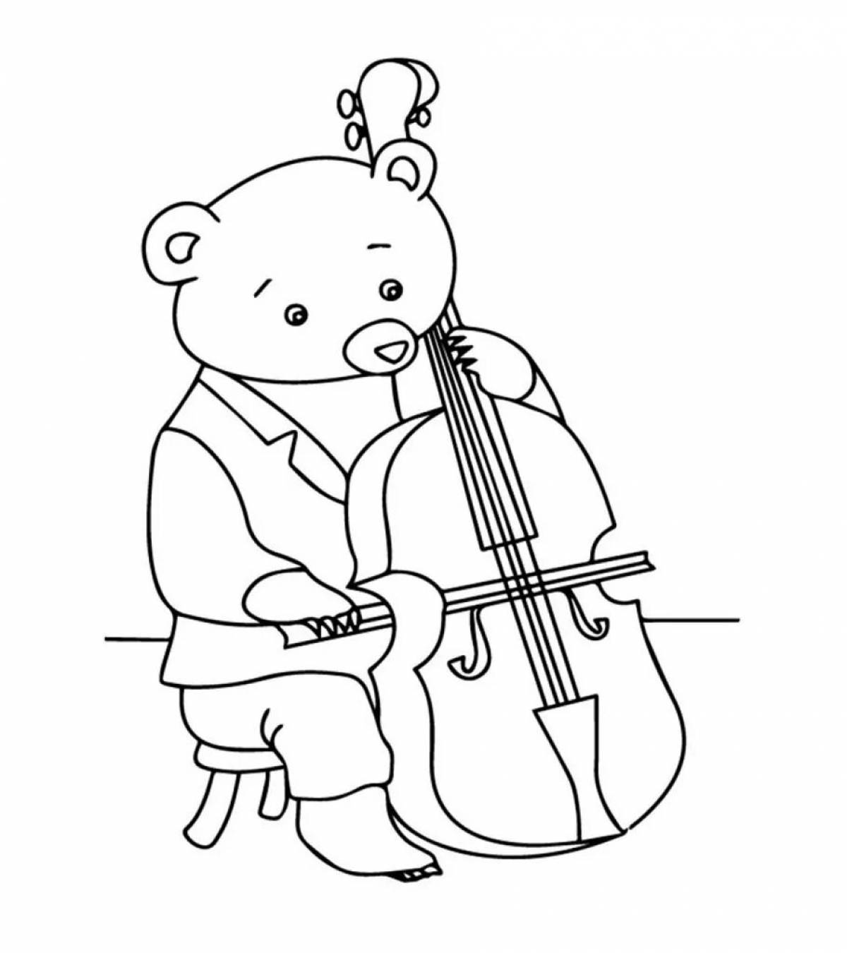 Очаровательная страница раскраски скрипки для младенцев