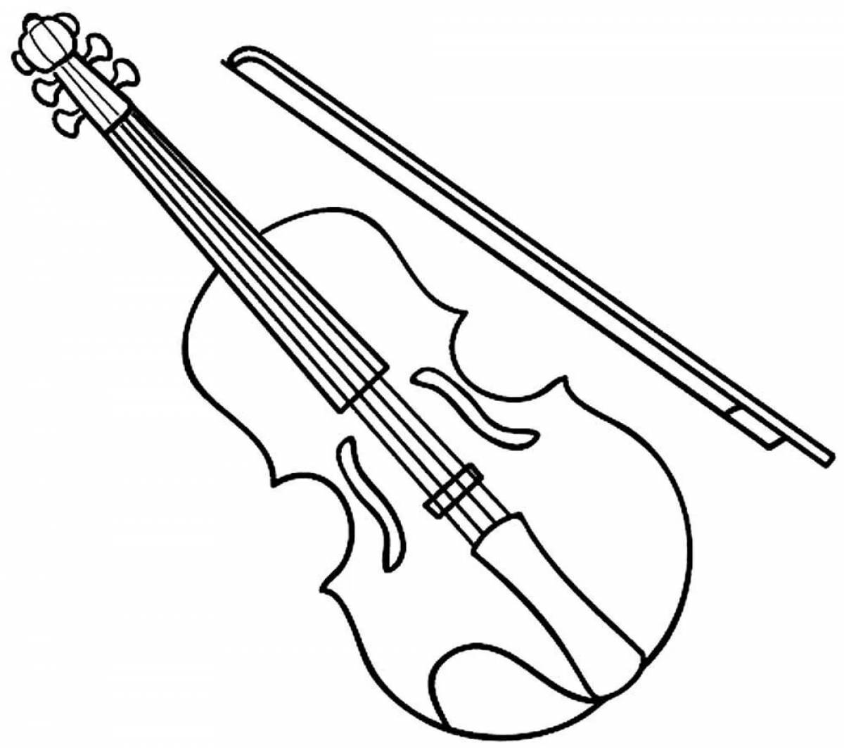 Очаровательная страница раскраски скрипки для детей