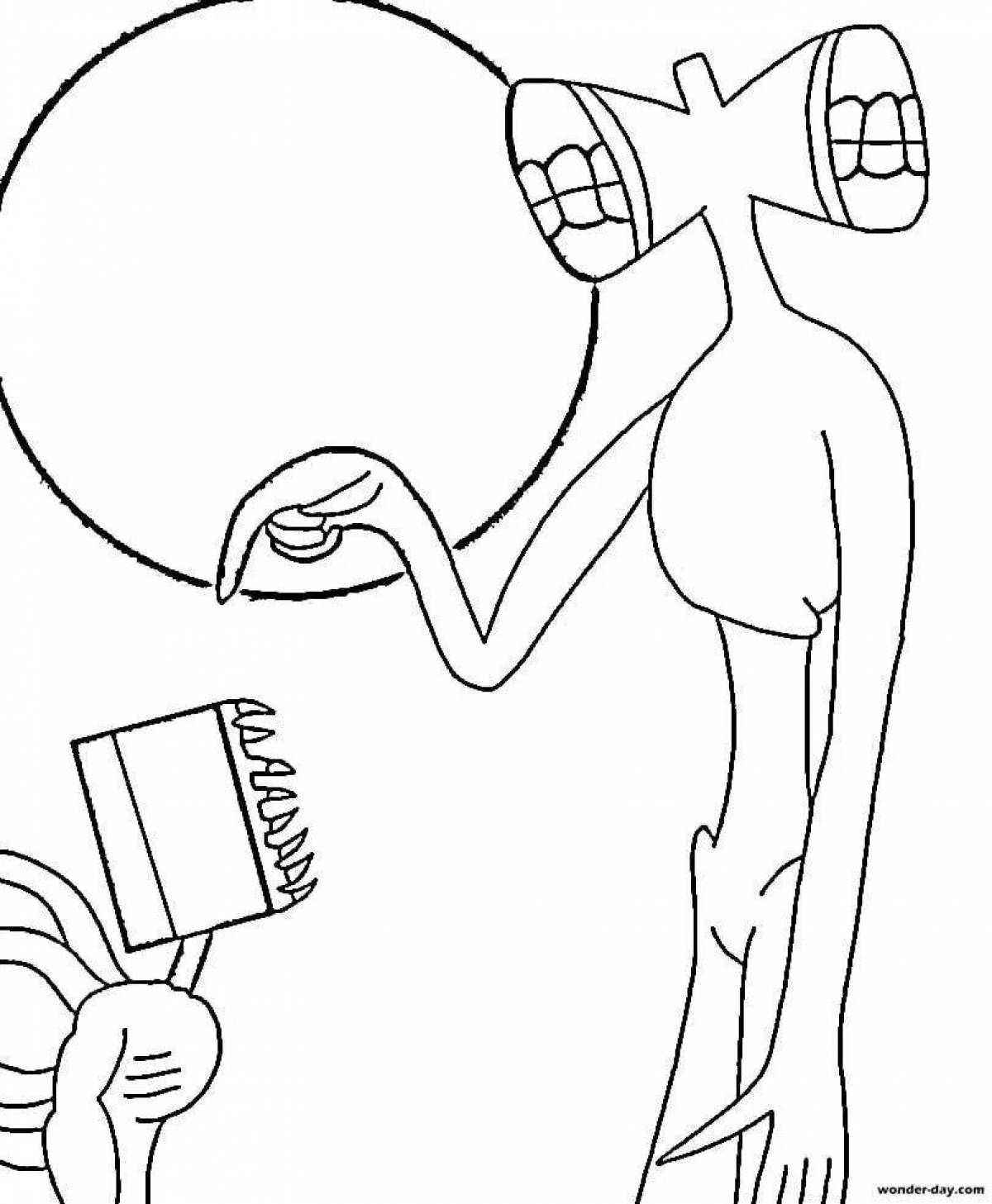 Creepy siren head monster coloring page