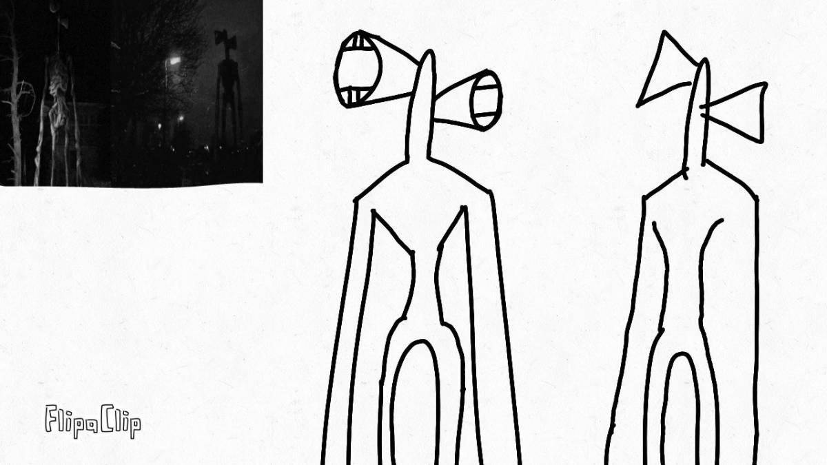 Раскраска Странный монстр с головой сирены раскраска