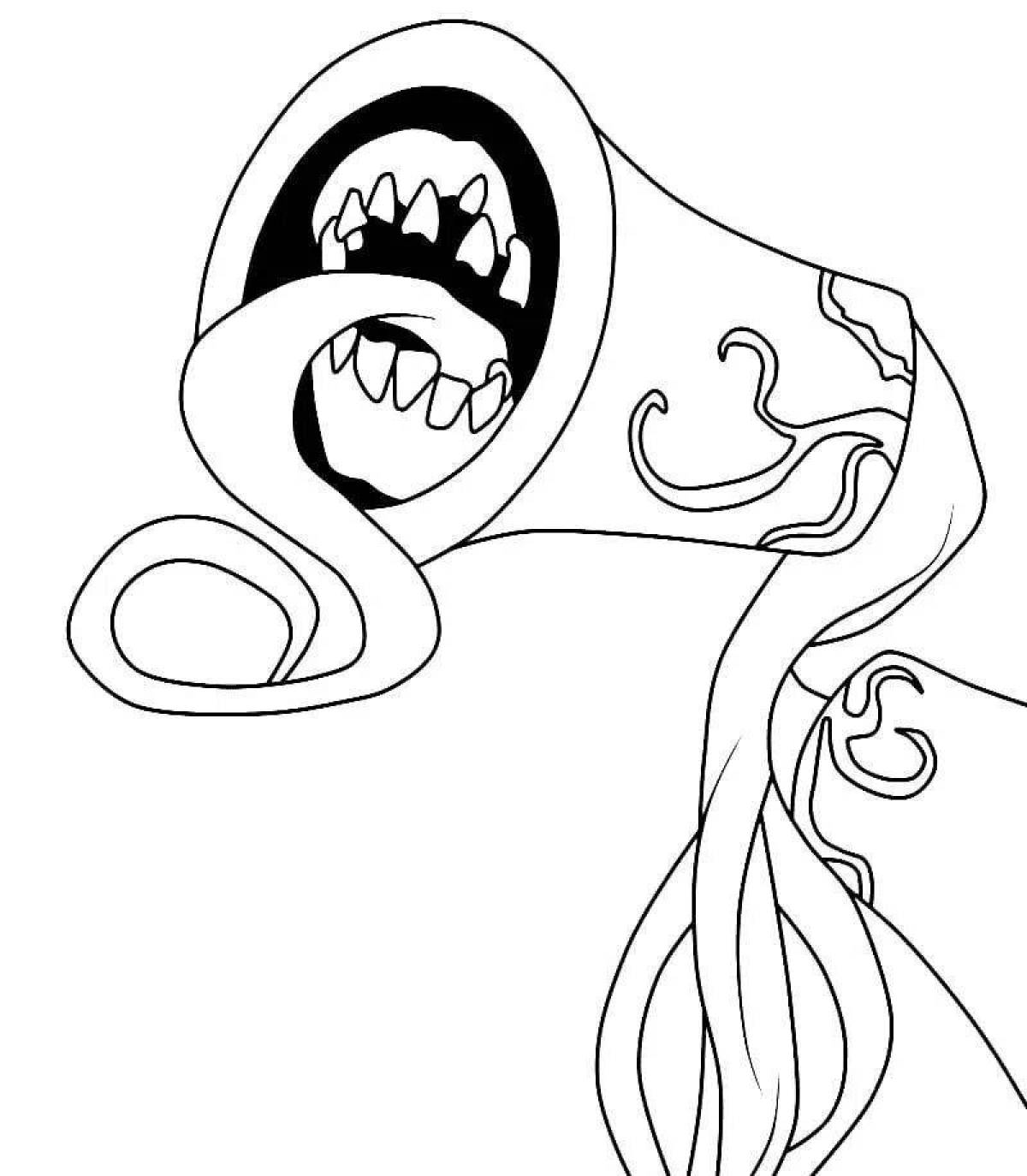 Coloring page unrecognizable monster with siren's head