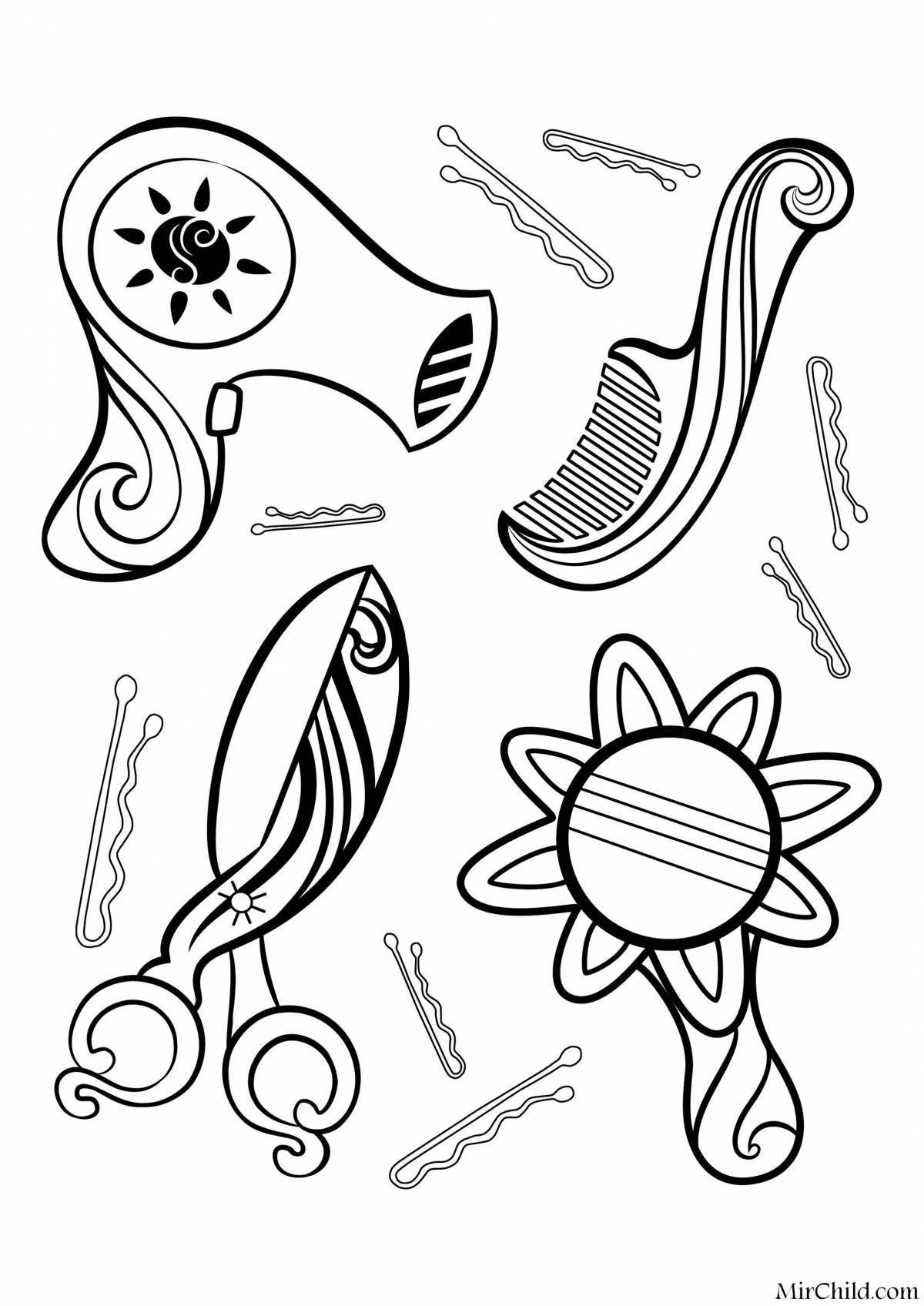 Attractive hairdressing coloring book for kids