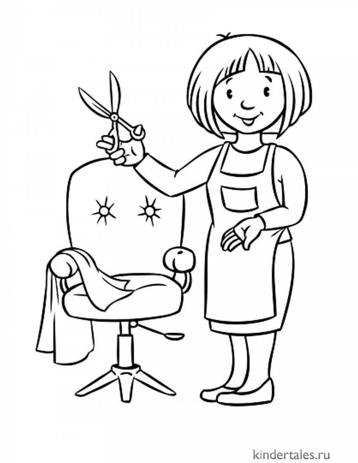 Creative hairdressing coloring book for kids