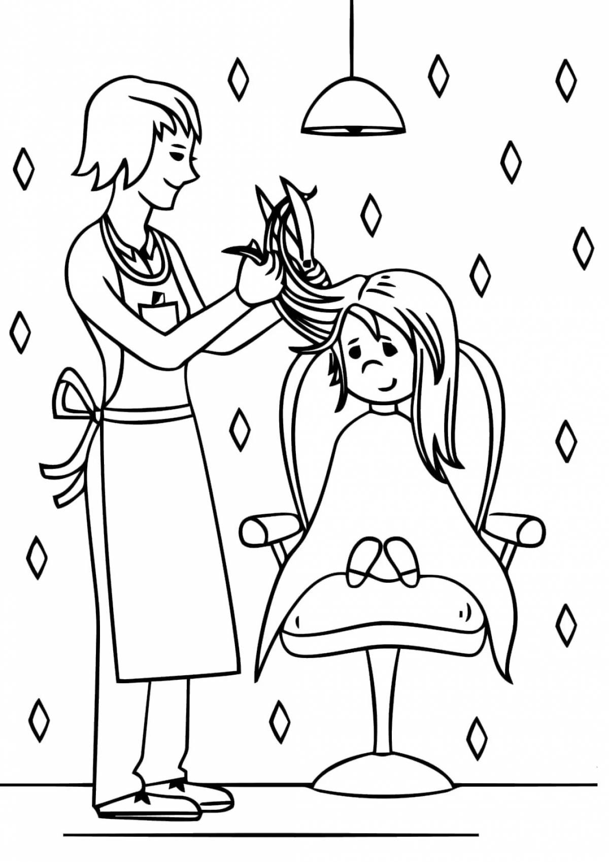 Раскраска для детей профессия мультяшный парикмахер