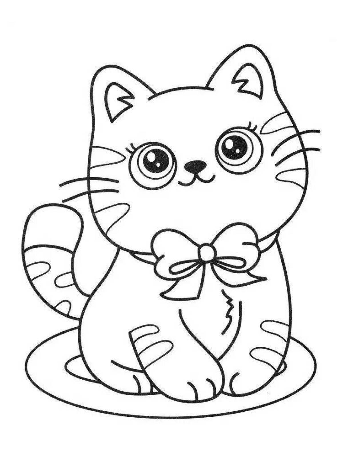 Colorful cat coloring book for kids