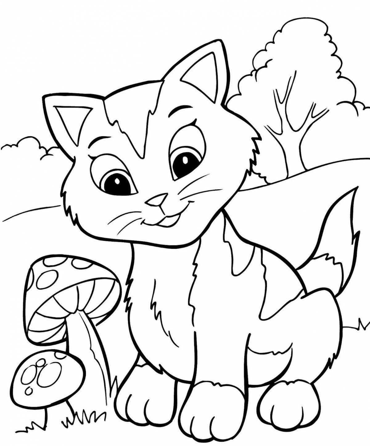 Fancy cat coloring book for kids