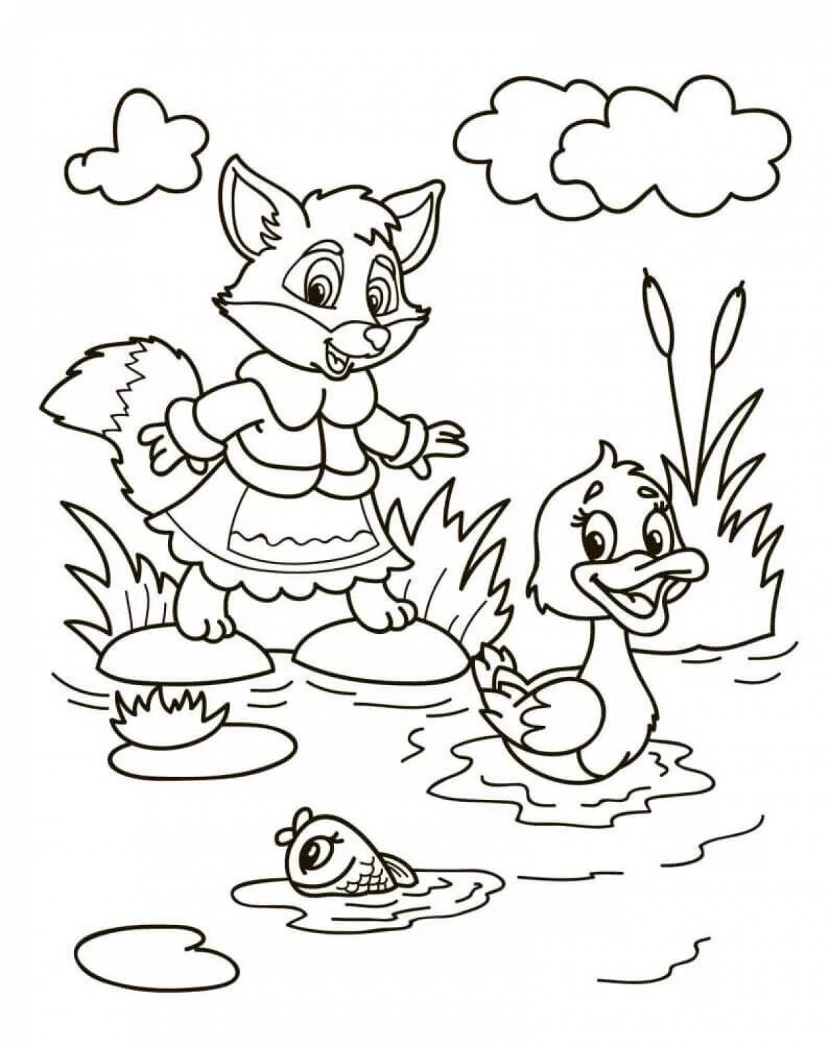 Cheerful gray neck coloring book for kids