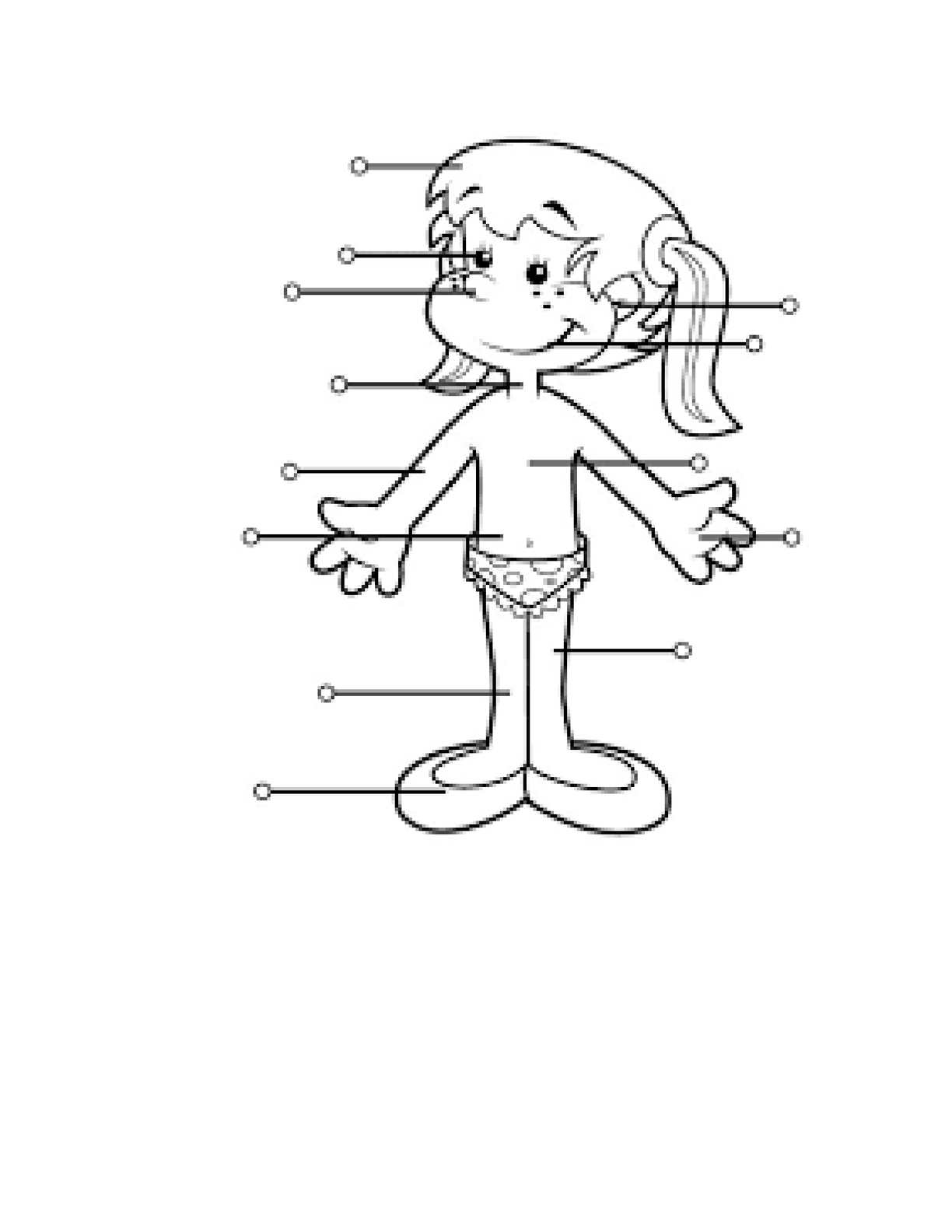 Colorful human structure coloring page for preschoolers
