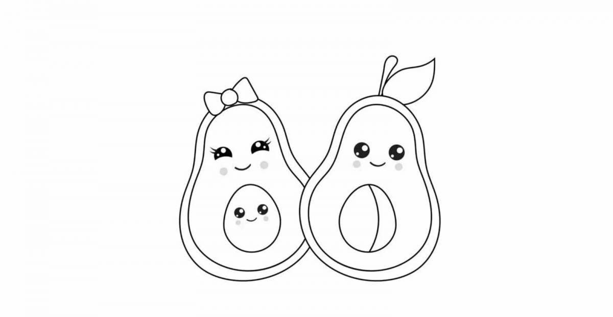 Colorful avocado coloring page for kids