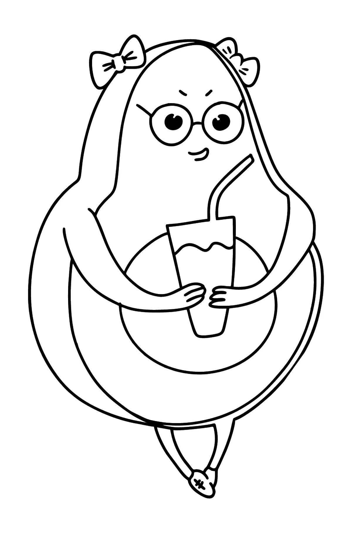 Playful avocado coloring page for kids