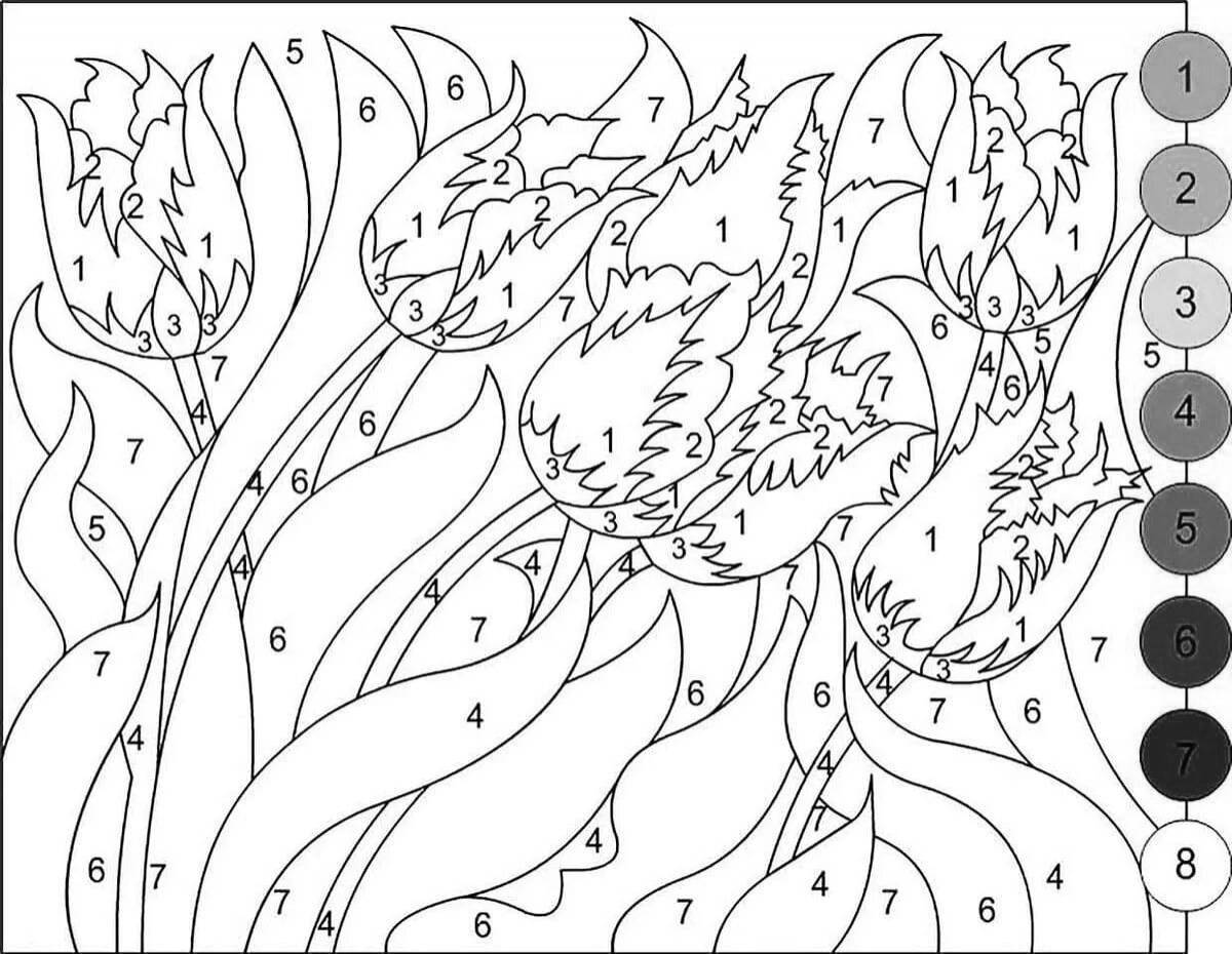 Joyful coloring by numbers for all adults