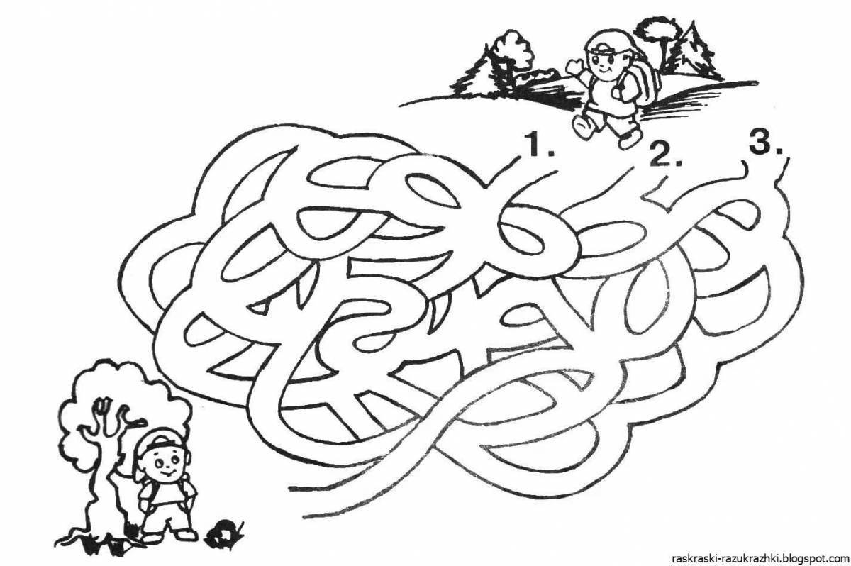 Adorable maze coloring book for 7 year olds