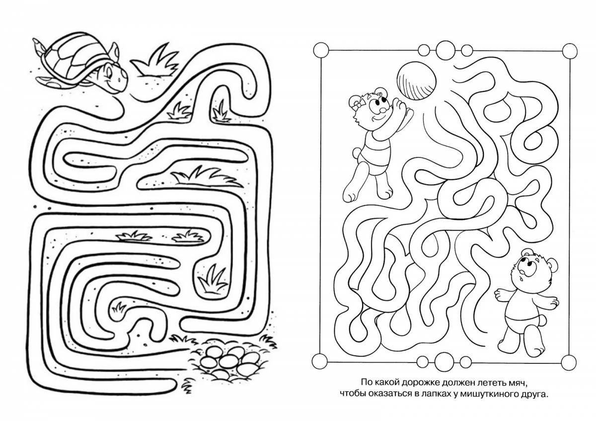 Fun coloring maze for children 7 years old