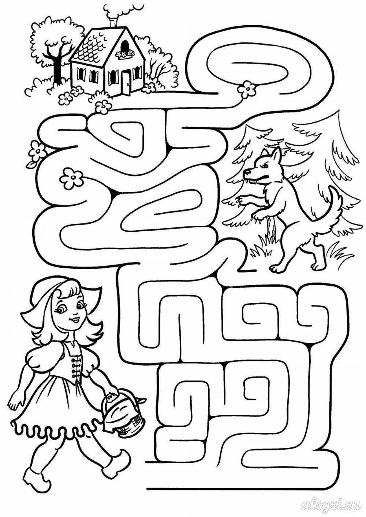 Magic maze coloring book for children 7 years old