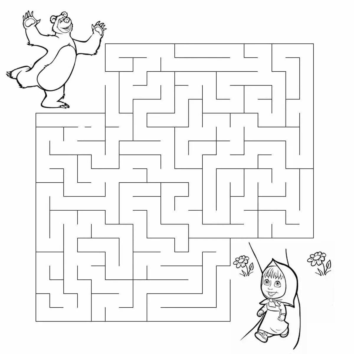 Fabulous maze coloring for children 7 years old