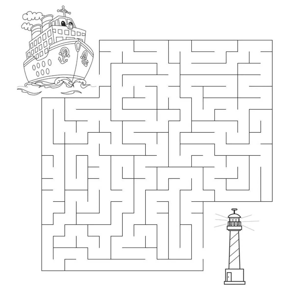 Brilliant maze coloring for children 7 years old