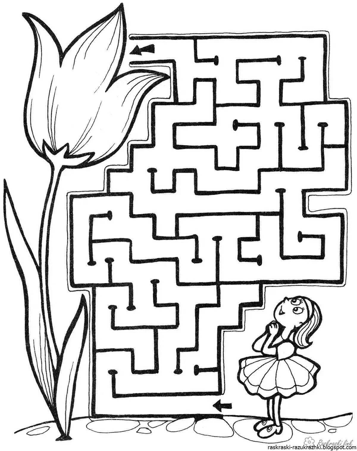 Shining maze coloring book for 7 year olds