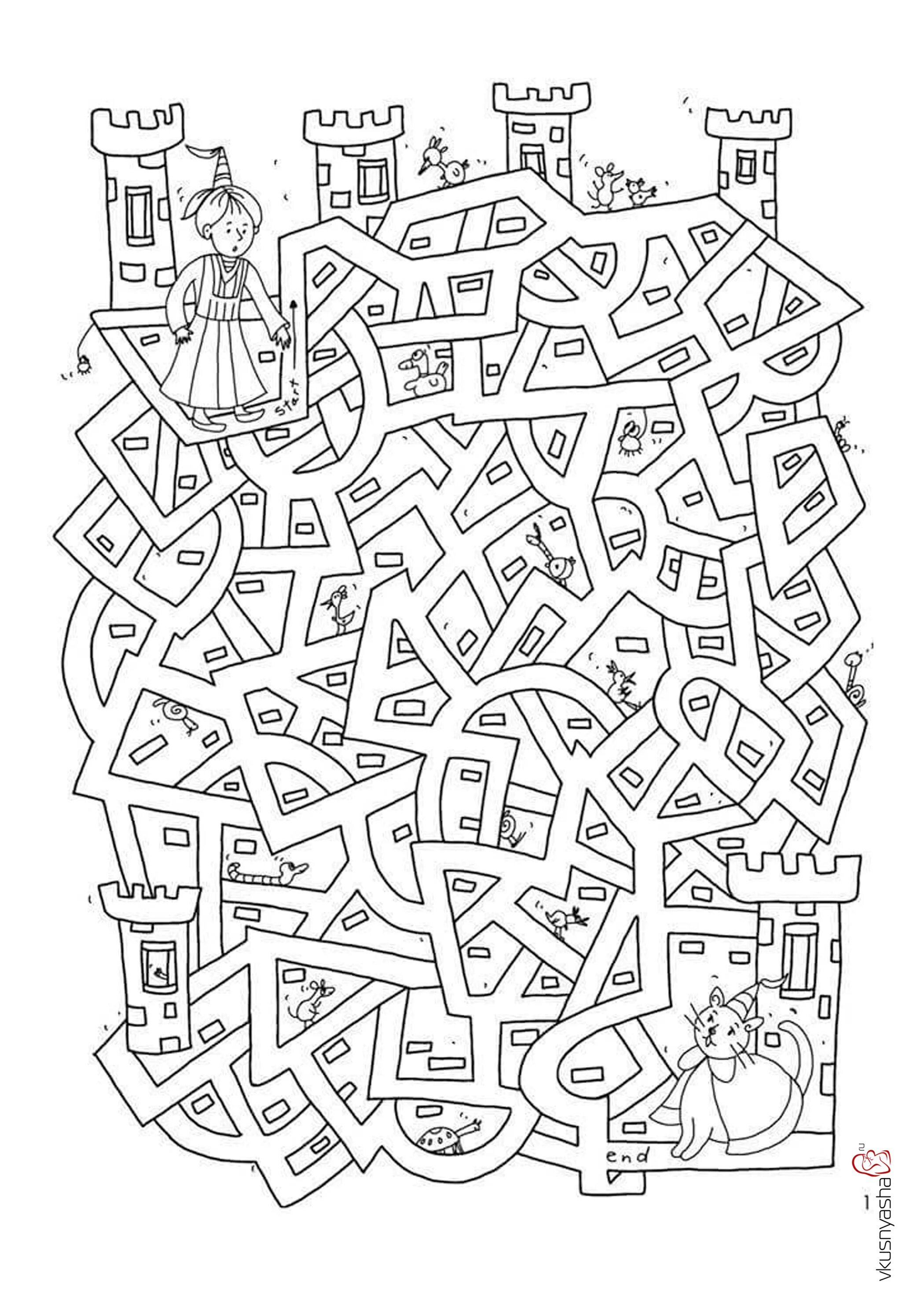Fancy maze coloring book for 7 year olds