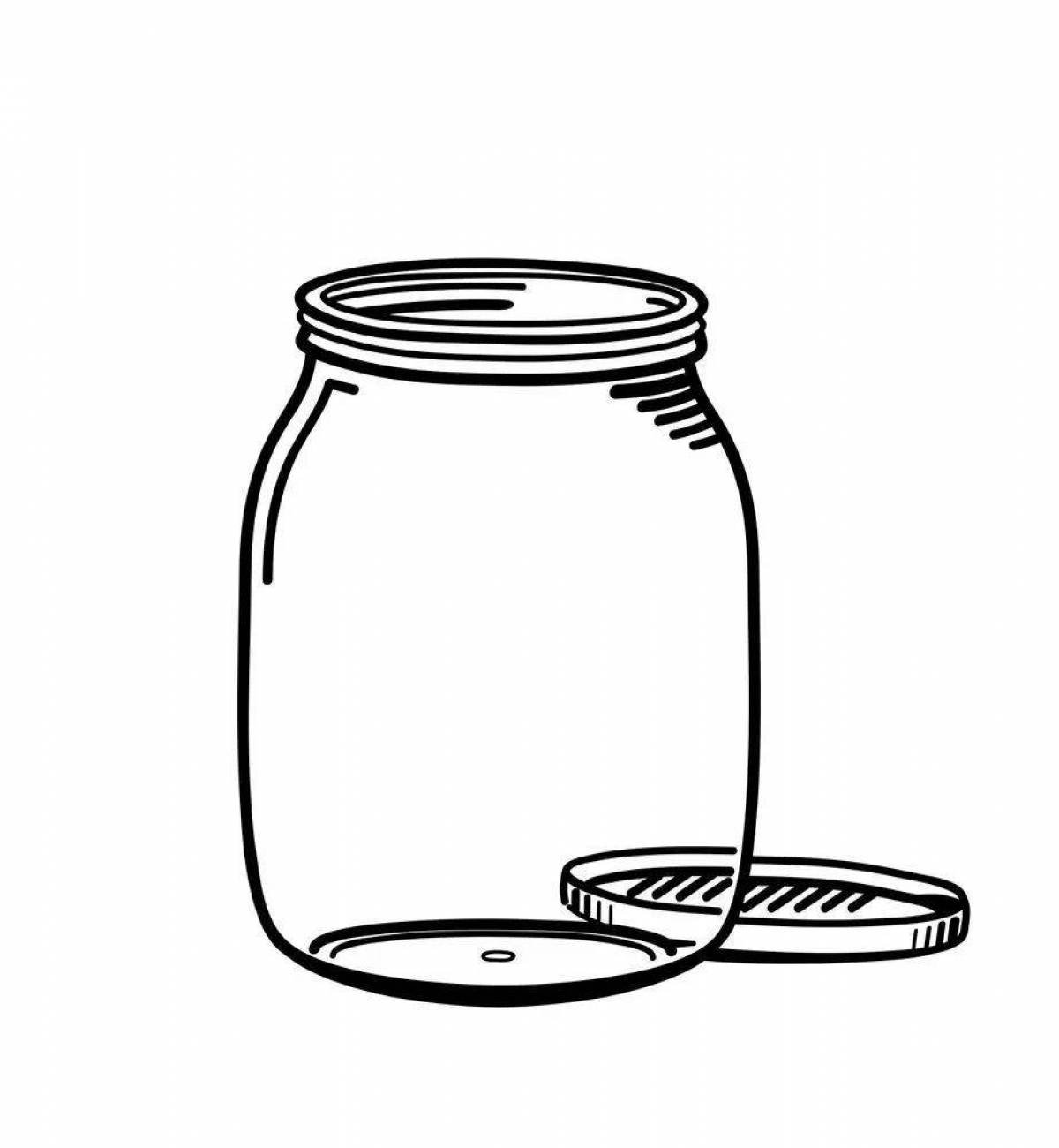Colorful empty glass jar coloring book for kids