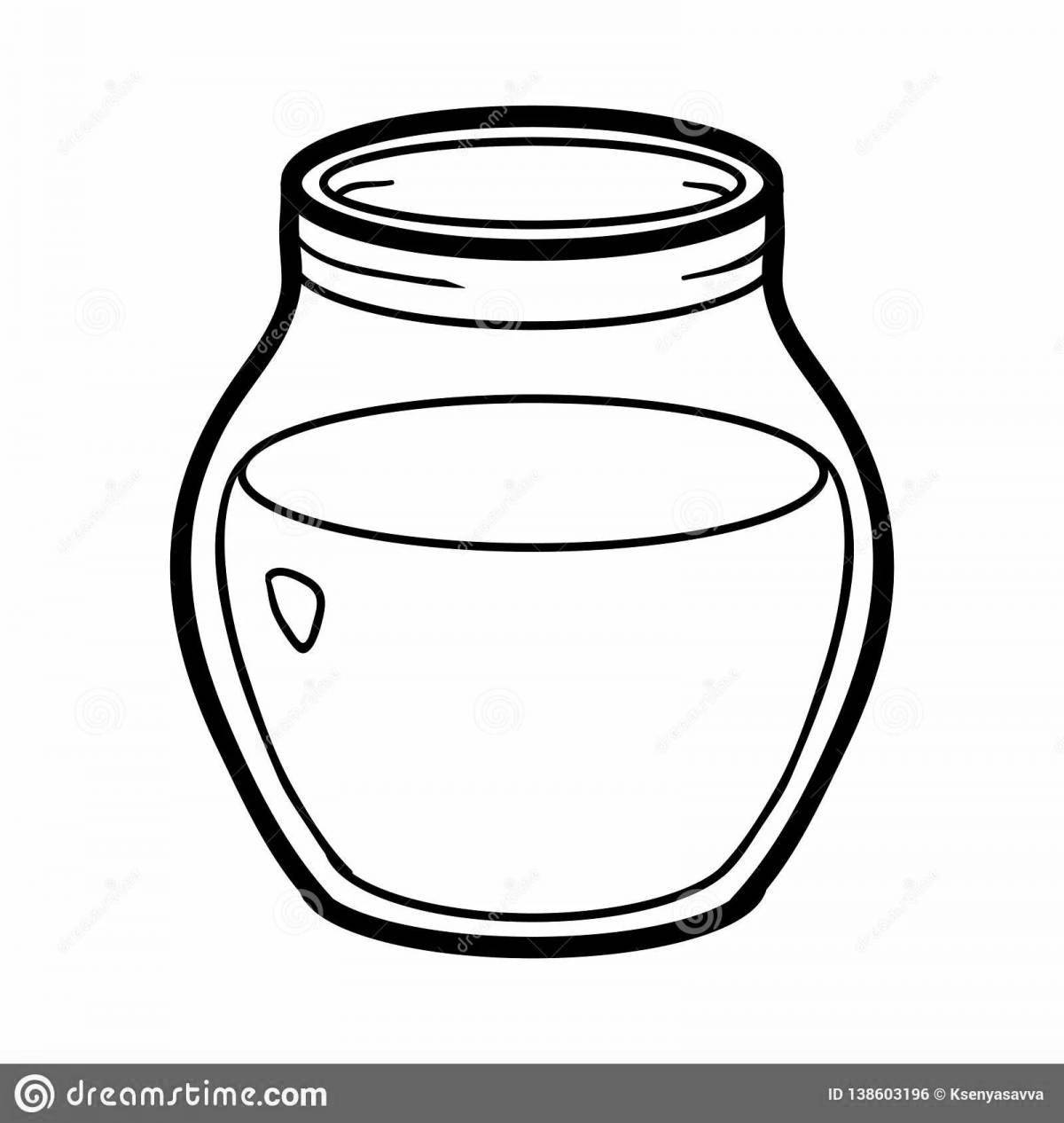 Playful empty glass jar coloring page for kids