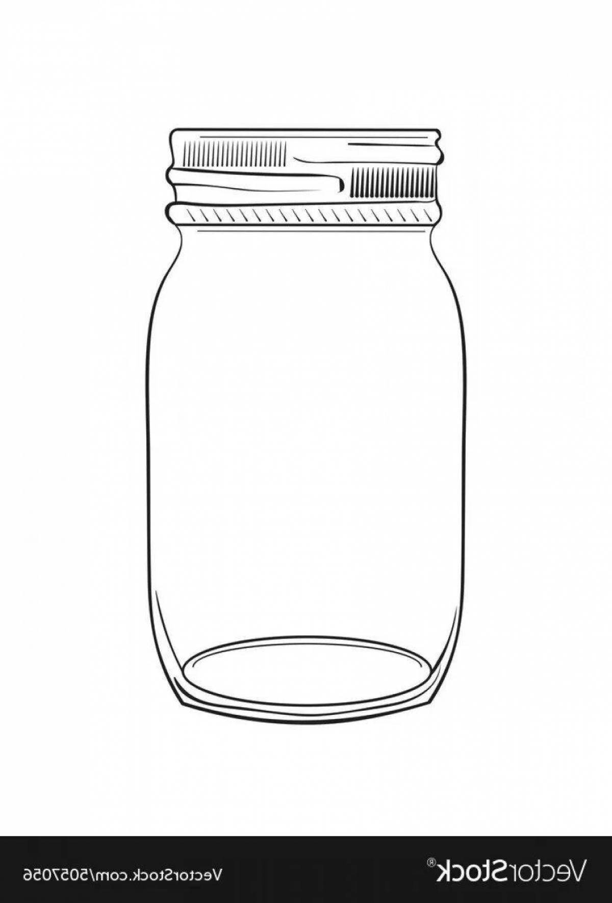 Shiny empty glass jar coloring book for kids