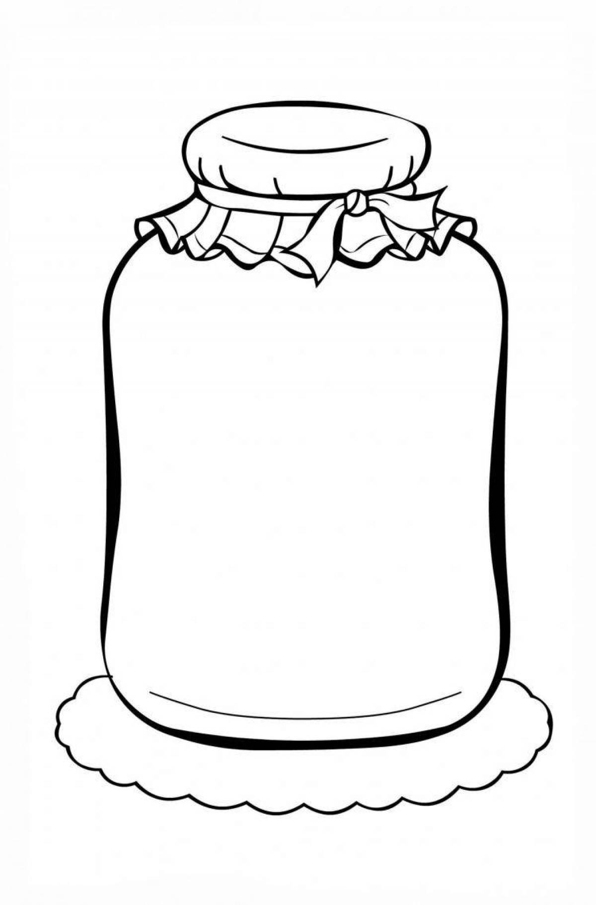 Fun coloring book for kids with an empty glass jar