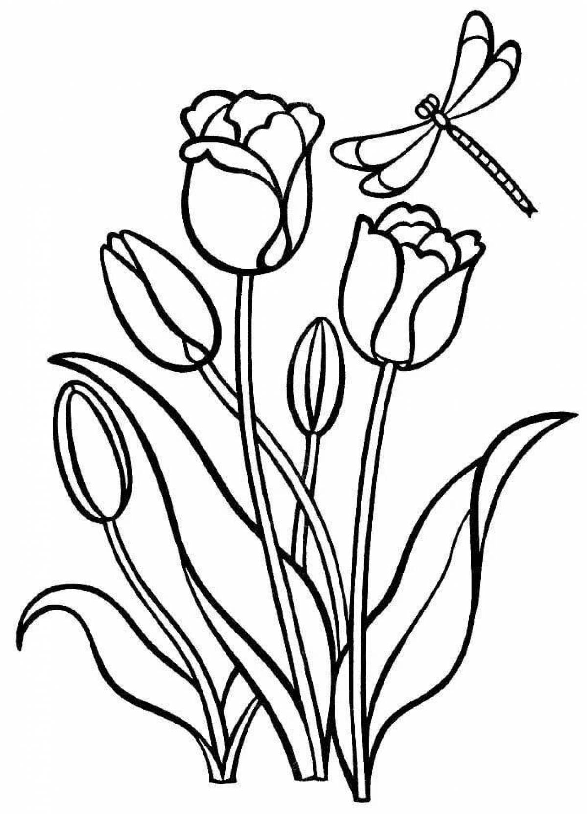 Gorgeous spring flowers coloring book