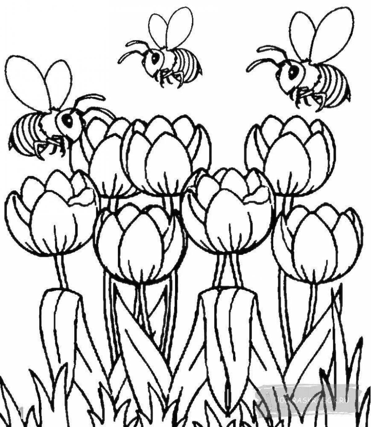 Coloring wild spring flowers