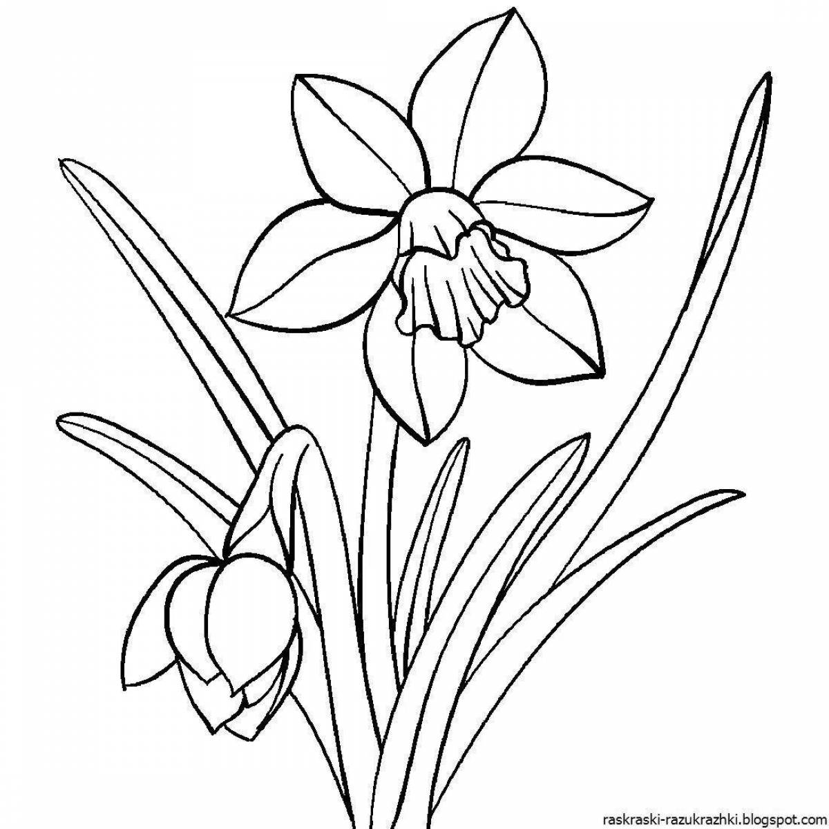 Coloring page joyful spring flowers