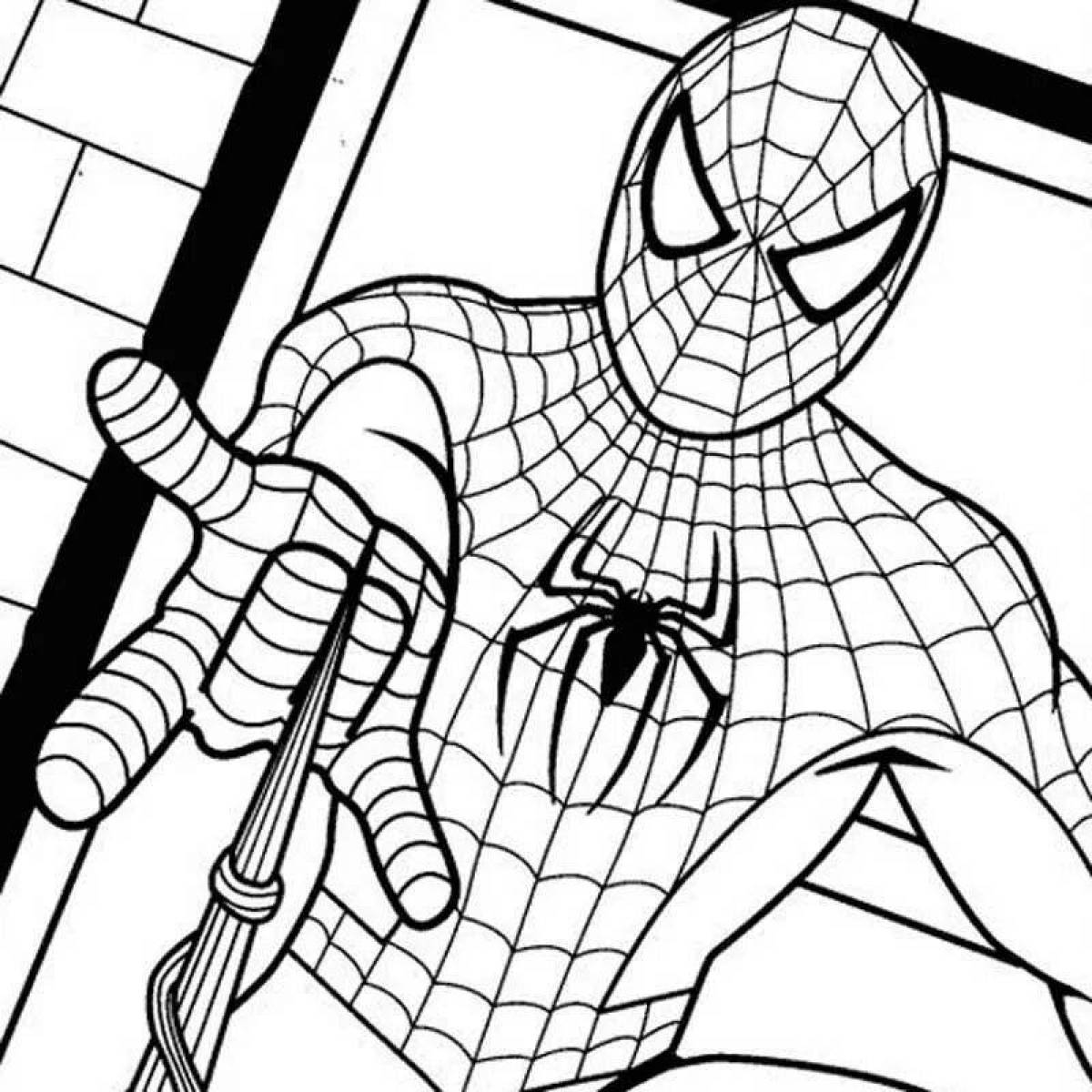 Brightly colored Spiderman coloring page