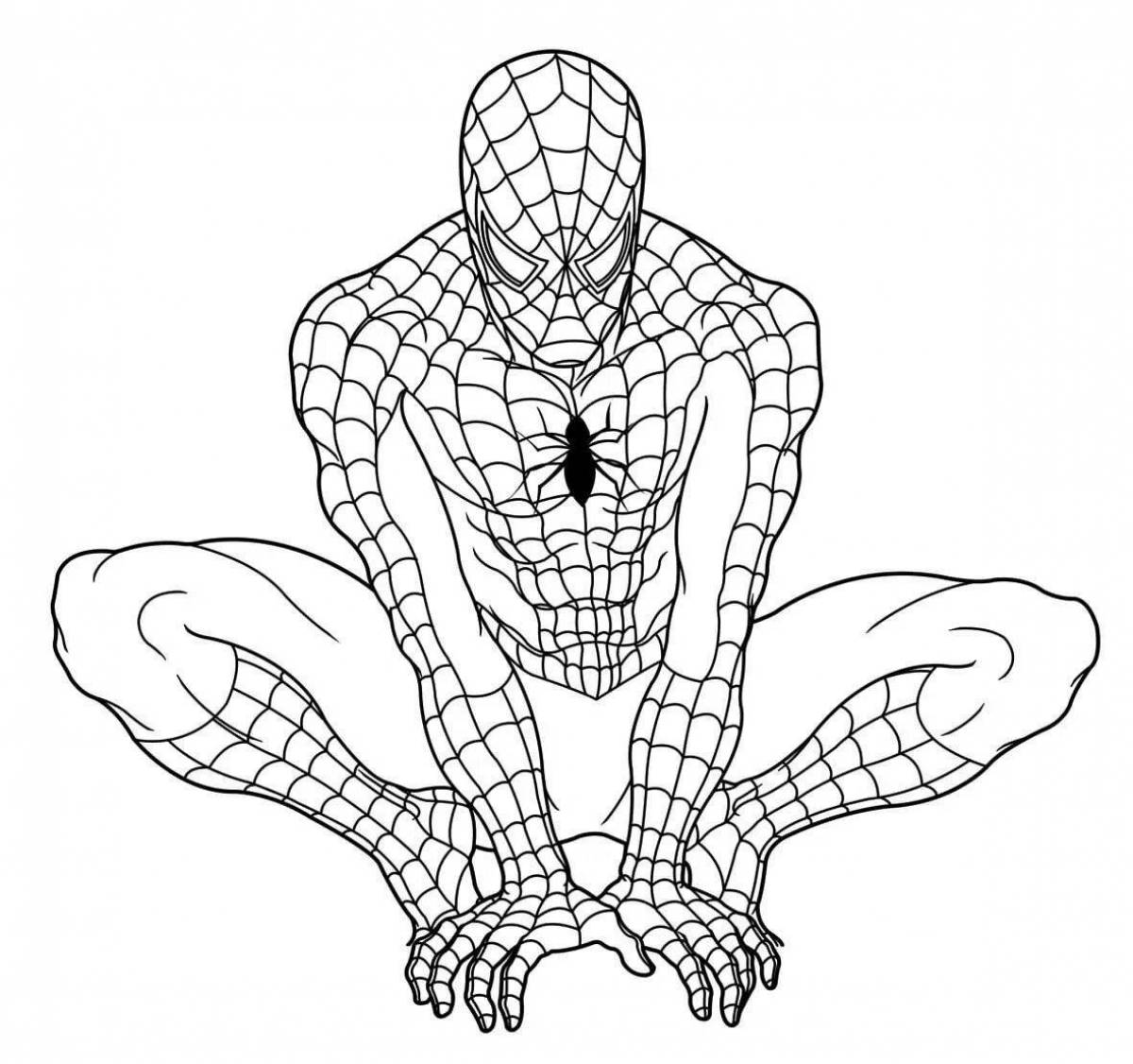 Artistically detailed spiderman coloring page