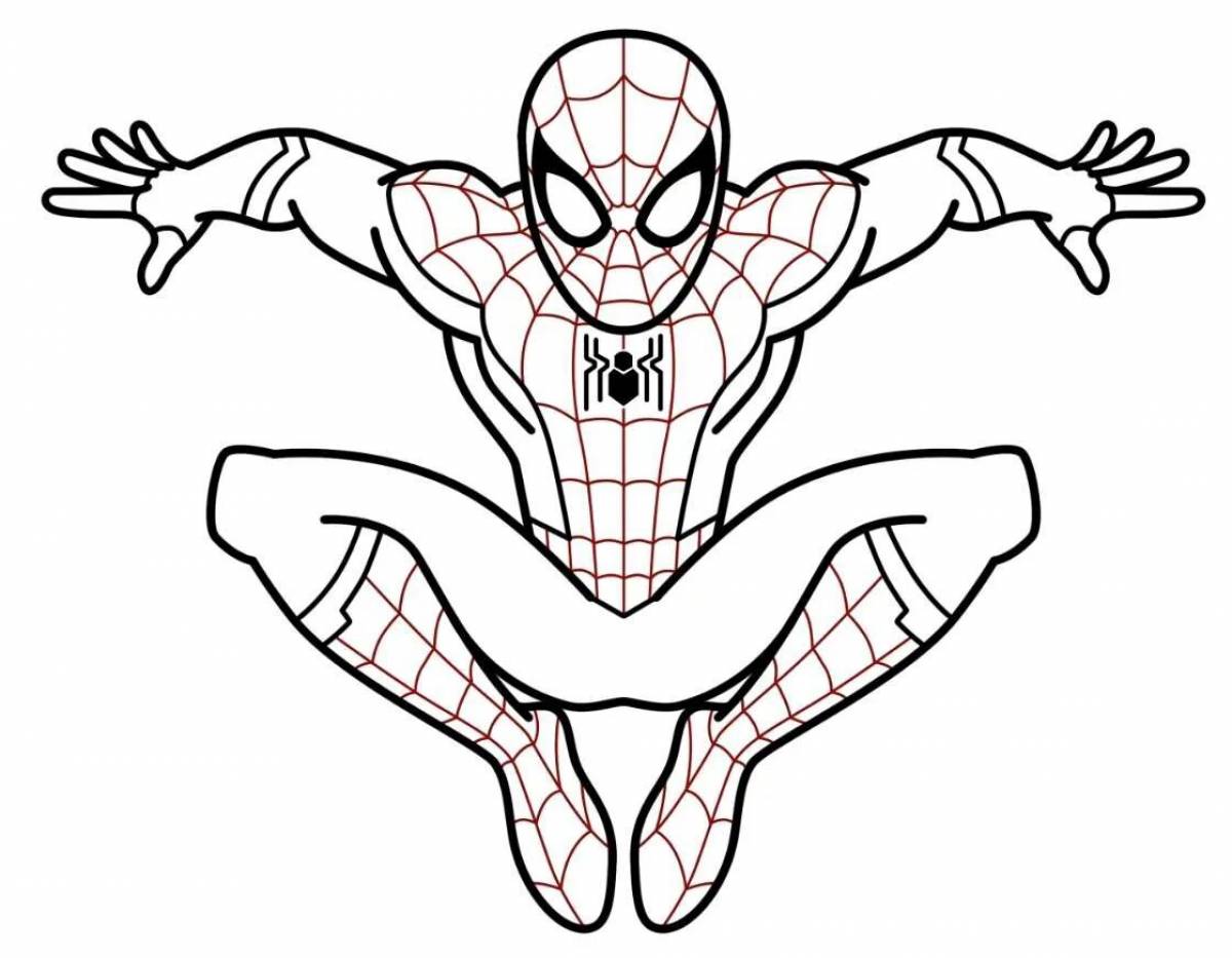 Extremely detailed spiderman coloring page