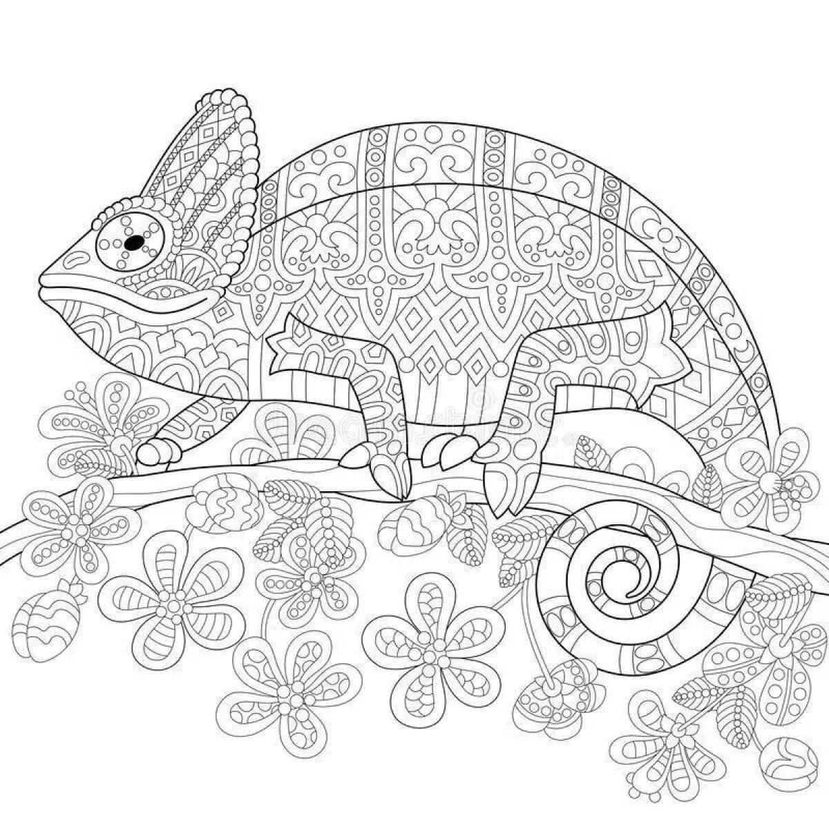 Joyful coloring antistress chameleon