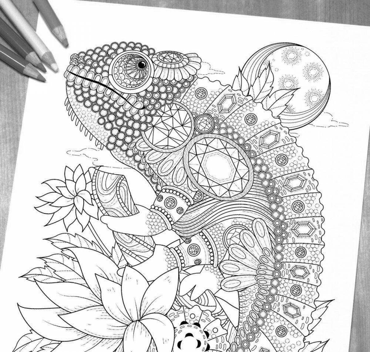 Violent coloring antistress chameleon