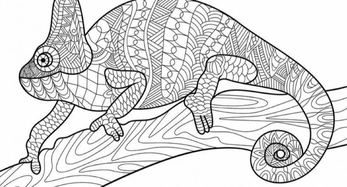 Великолепная раскраска антистресс хамелеон