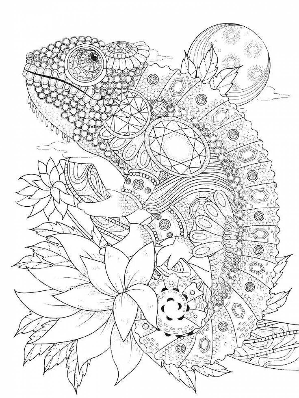 Chameleon anti-stress inspirational coloring book