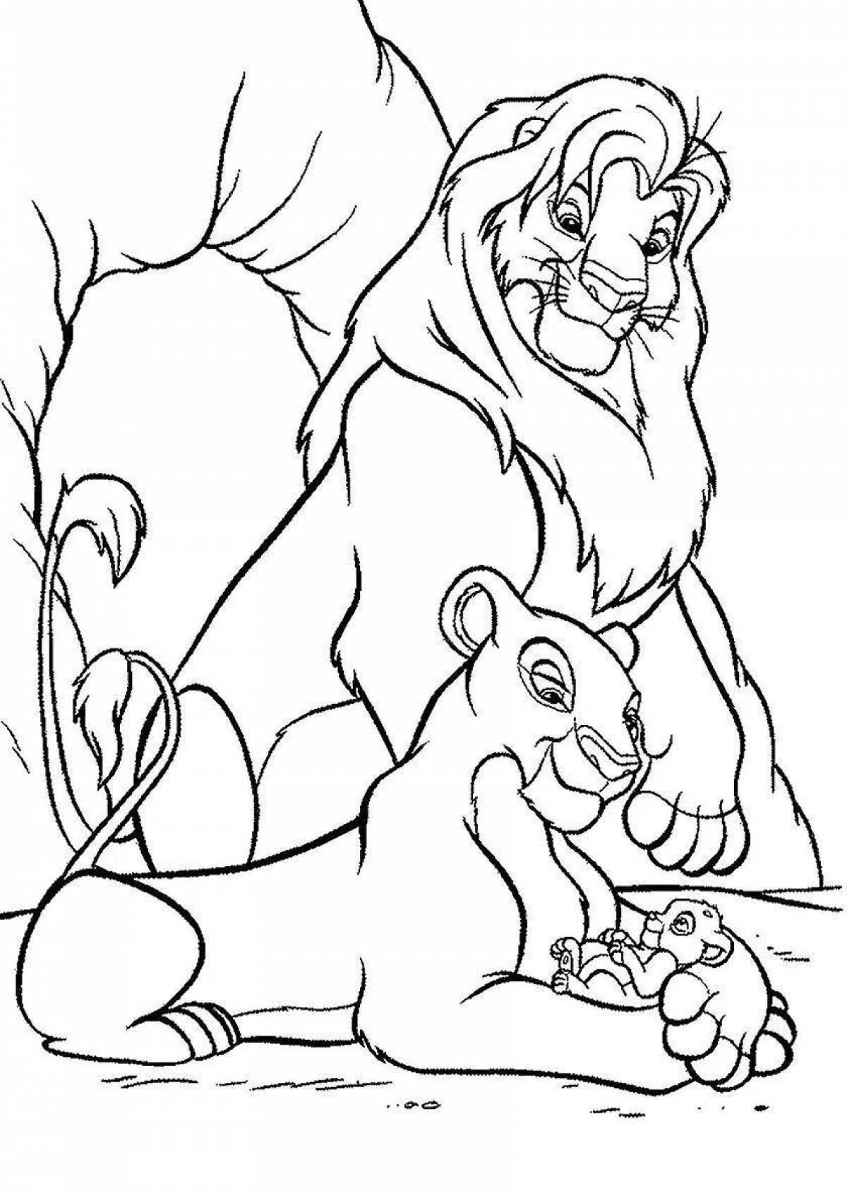 Увлекательная раскраска «король лев» для детей