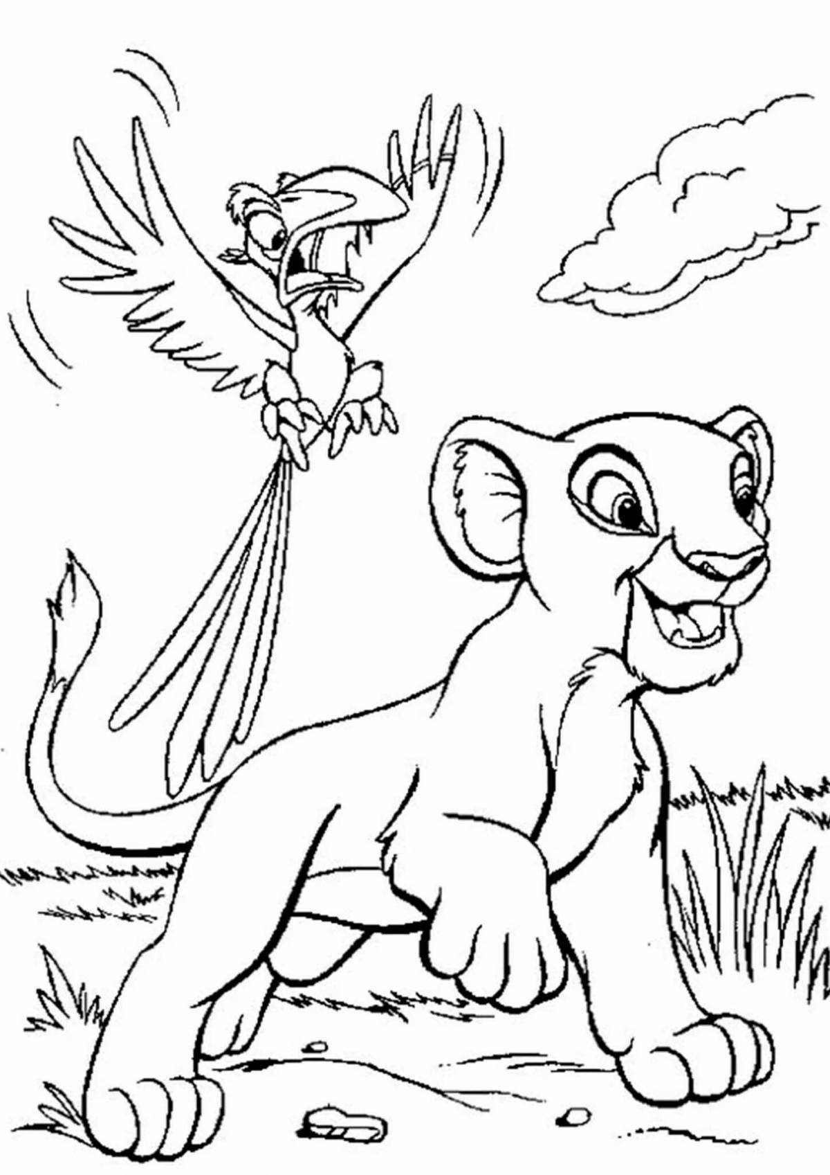 Восхитительная страница-раскраска «король лев» для детей