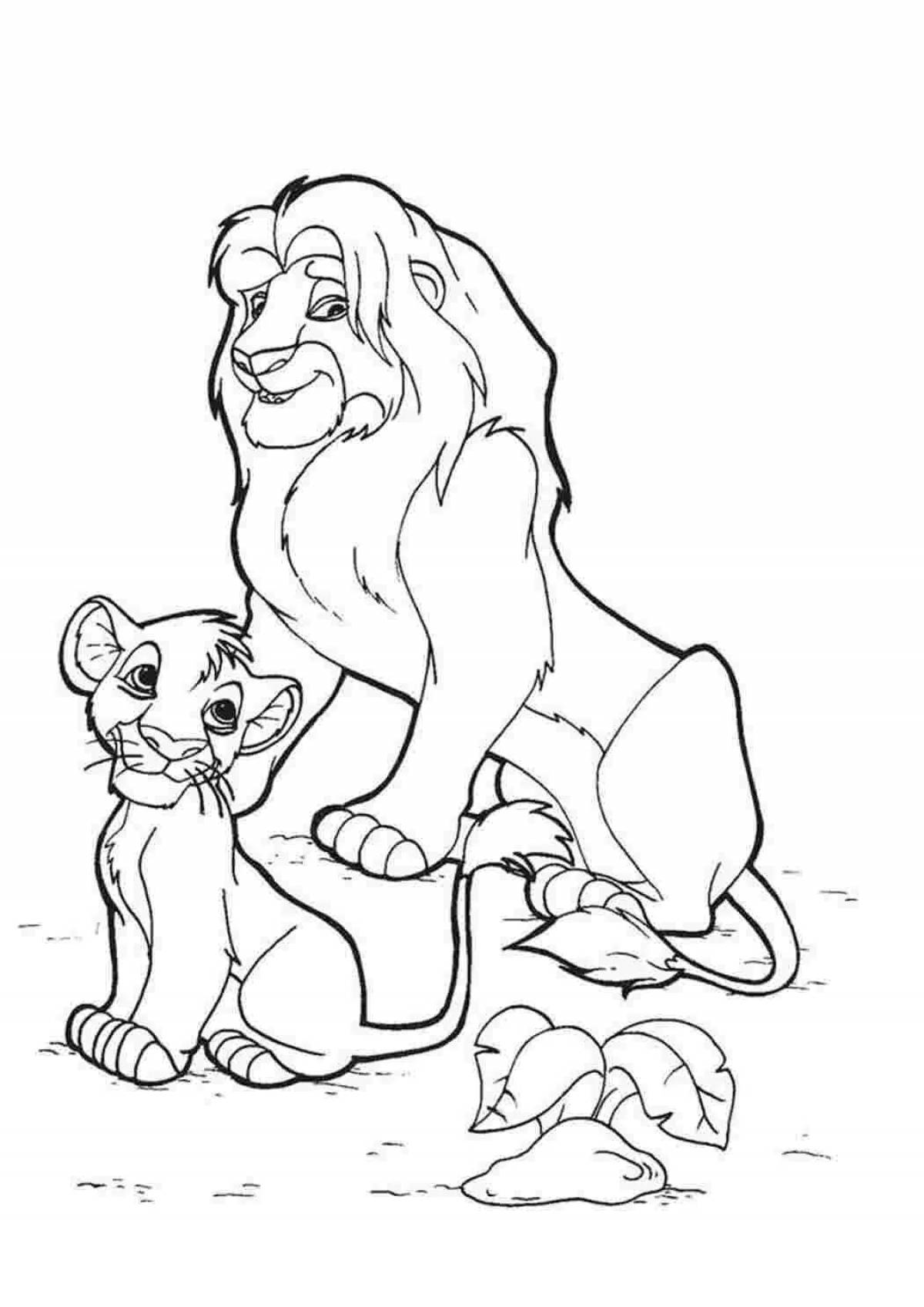 Забавная раскраска «король лев» для детей