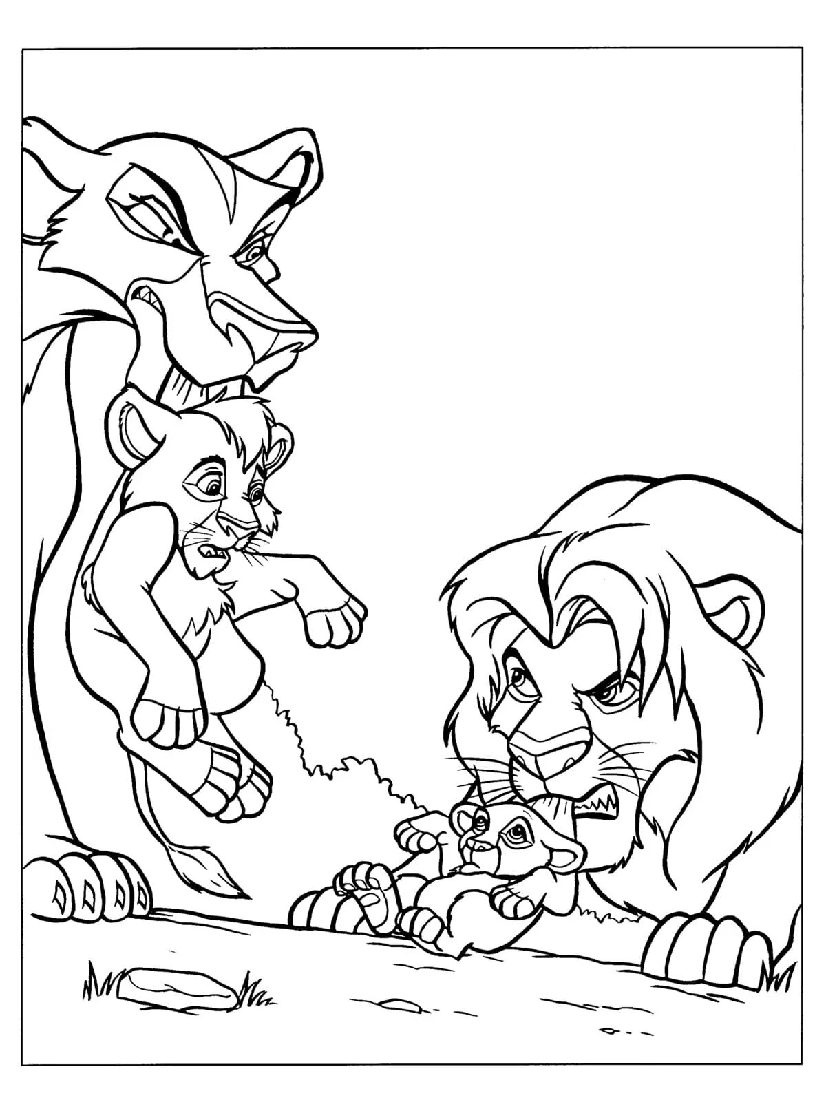 Приглашающая раскраска «король лев» для детей