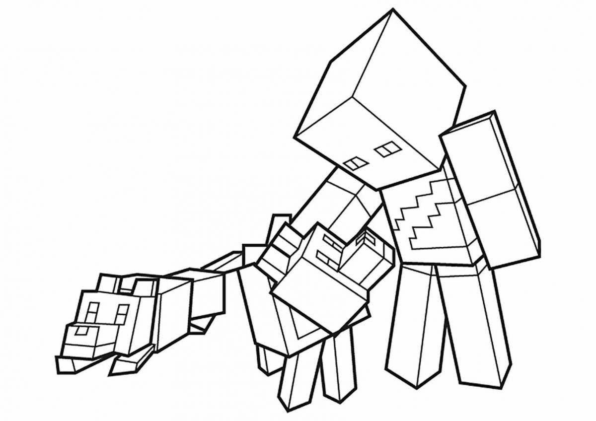 Detailed minecraft coloring page
