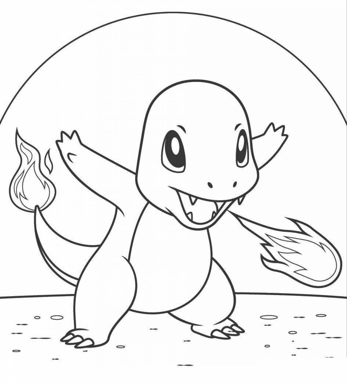 Cute charmander pokemon coloring page