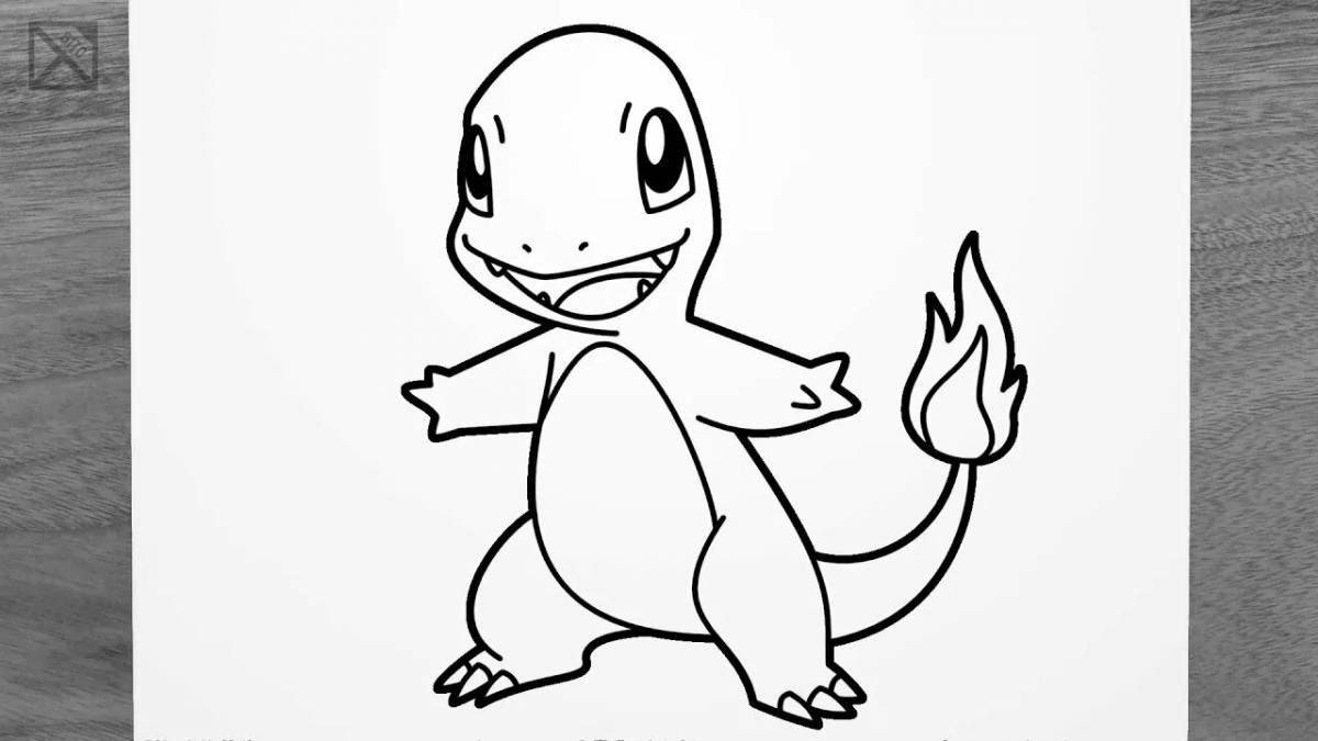 Coloring book brave charmander pokemon