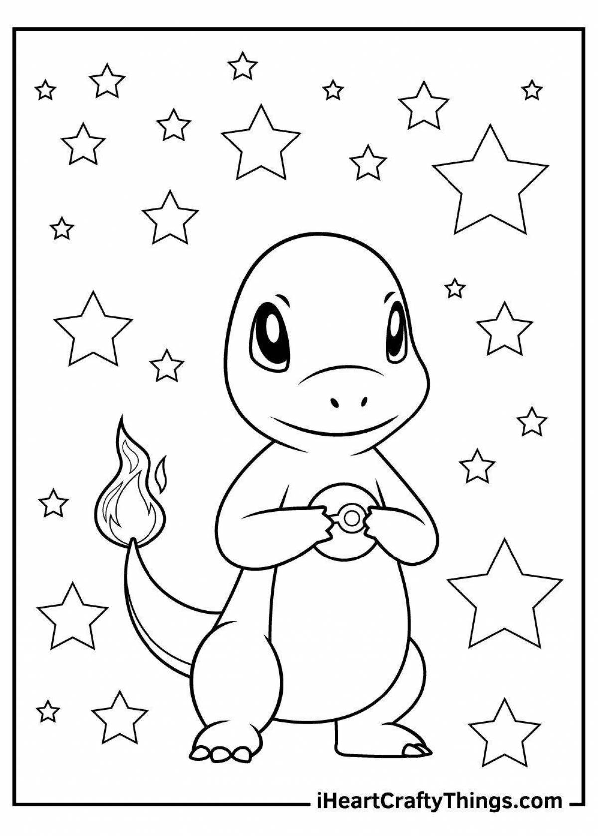 Coloring page shiny charmander pokemon