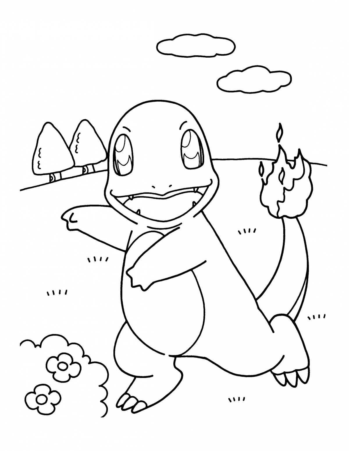 Coloring page elegant charmander pokemon